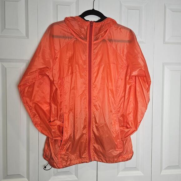 Columbia Omnishield Windbreaker Large Full Zip Hiking Travel Packable Orange - Picture 1 of 8